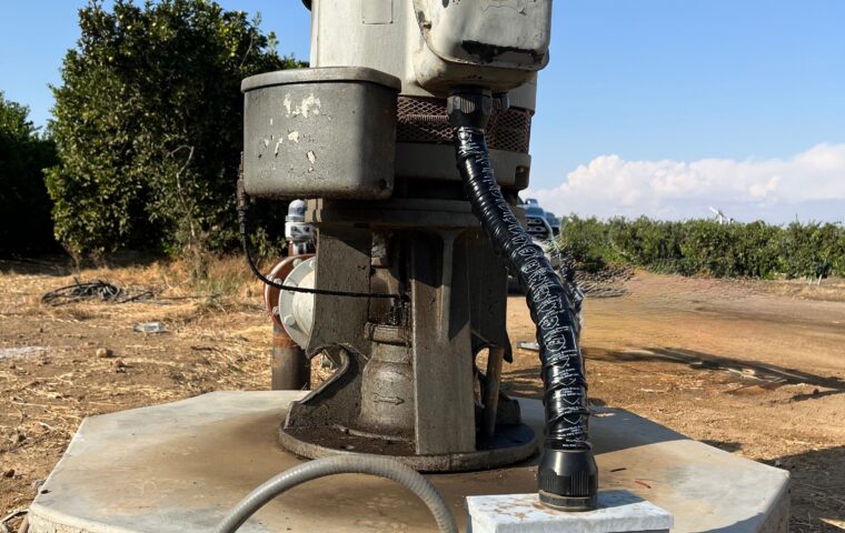 A COP-R-LOCK device installed on a rural irrigation pump to deter copper wire theft